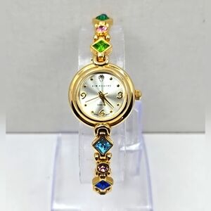 Kim Rogers Ladies Goldtone Multicolor Crystal Bracelet Watch Diamond New Battery